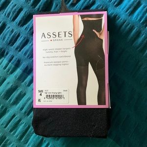 SPANX Assets Black High waist shaping tights with built in high waist short sz4
